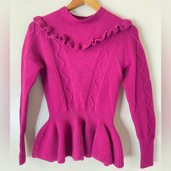 Ted Baker London Pink Knit Ruffle Peplum pullover Sweater - Picture 4 of 14